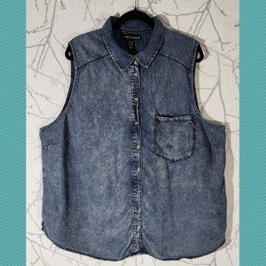 Love & Legend Acid Wash Tencel Sleeveless Tunic Shirt